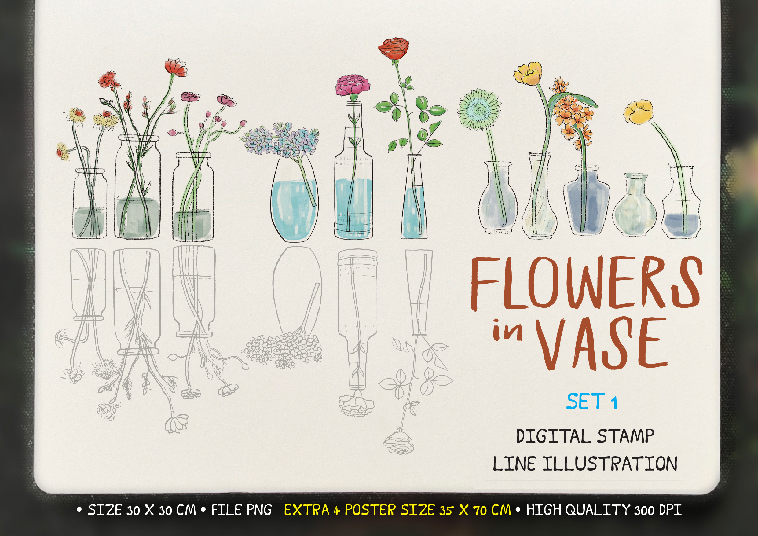 FLOWERS in VASE SET 1 Graphic by Hanatist Studio · Creative Fabrica