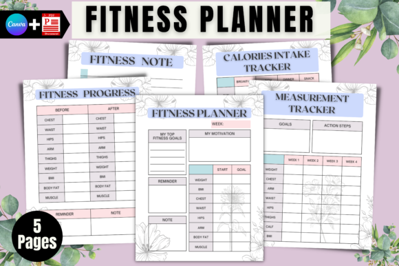 Flower Fitness Planner Canva Template