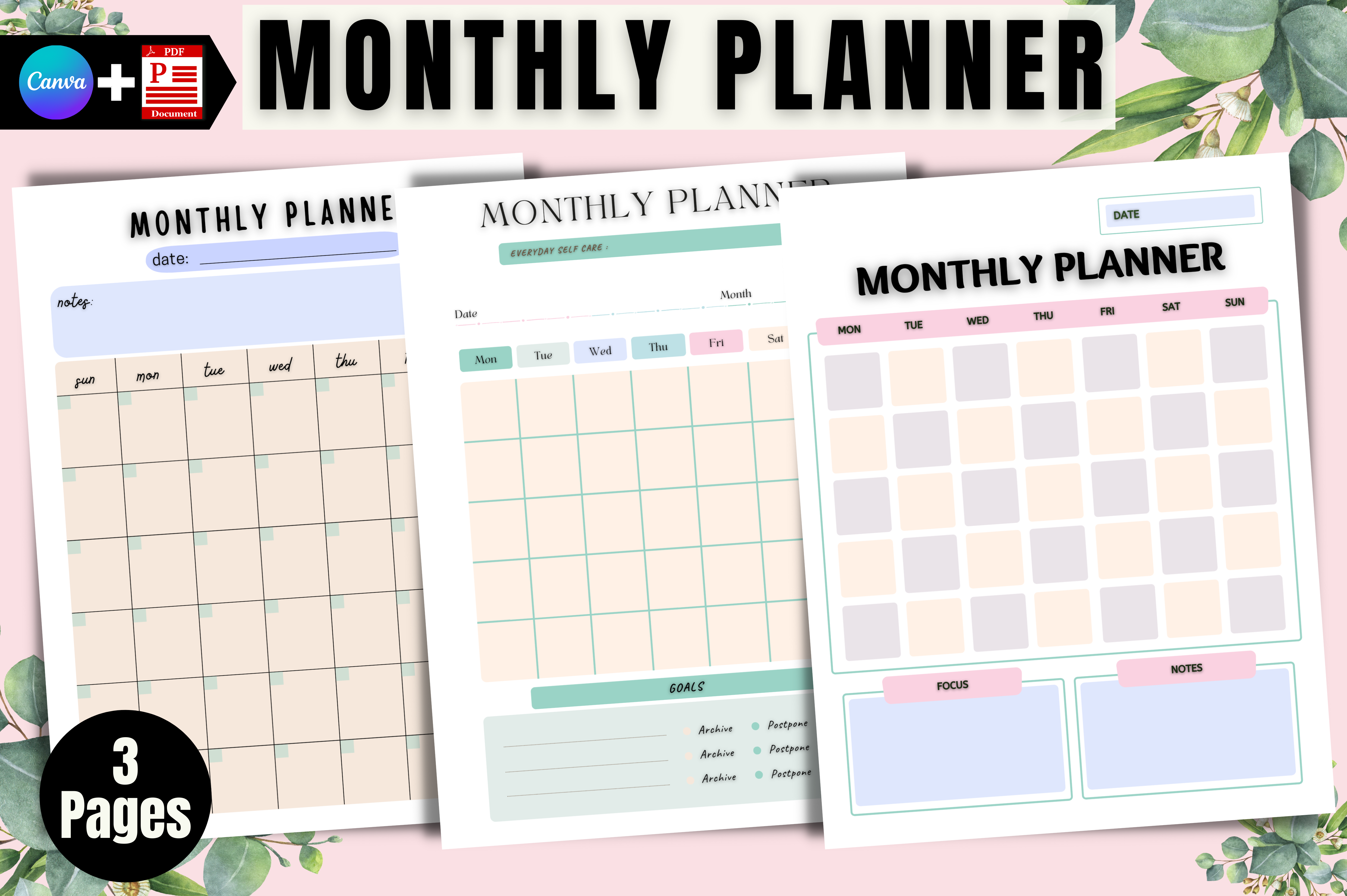 Monthly Planner Printable Canva Template Graphic by Florid Printables ...