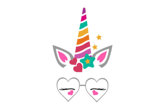 Unicorn Vector Design with Heart and Sta Grafika Rękodzieła Przez Designsviki