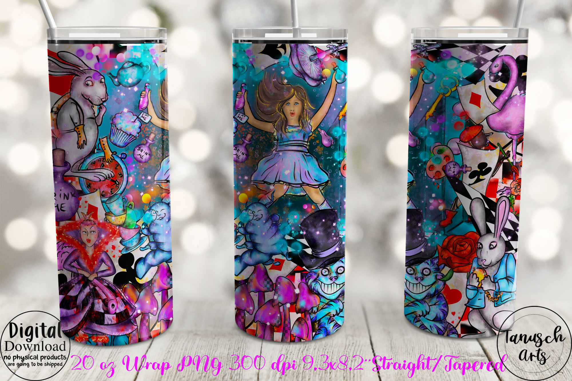 20 Oz ALICE in WONDERLAND Tumbler Graphic by TanuschArts  Creative Fabrica