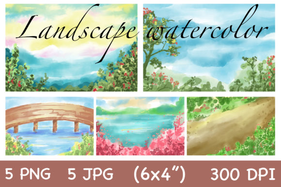 Illustrations Landscape Watercolor Graphic Illustrations By auauaek4