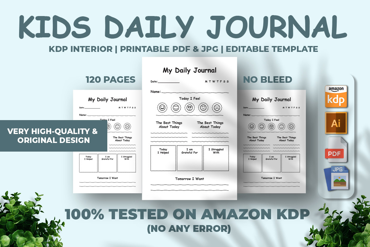 Kids Daily Journal KDP Interior Graphic by M9 Design · Creative Fabrica