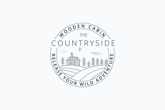 Line Art Wooden Cabin Rental Logo Design