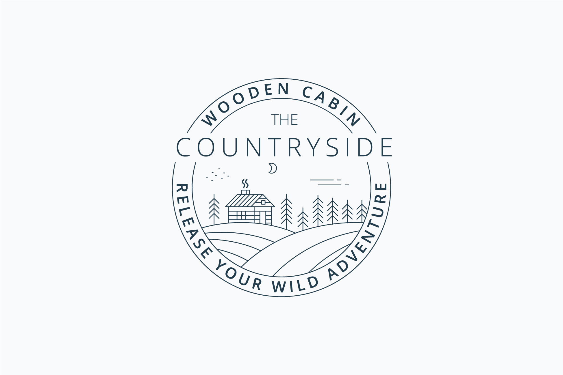 Line Art Wooden Cabin Rental Logo Design
