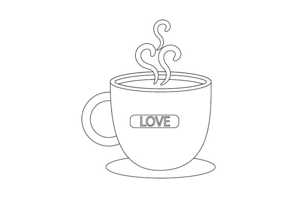 Valentine Coffee Mug Outline Art Graphics