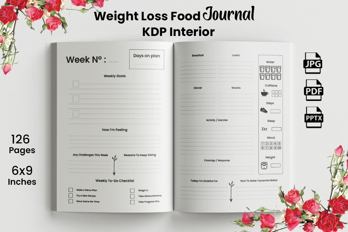 Weight Loss Food Journal Graphic by KDP Champ · Creative Fabrica