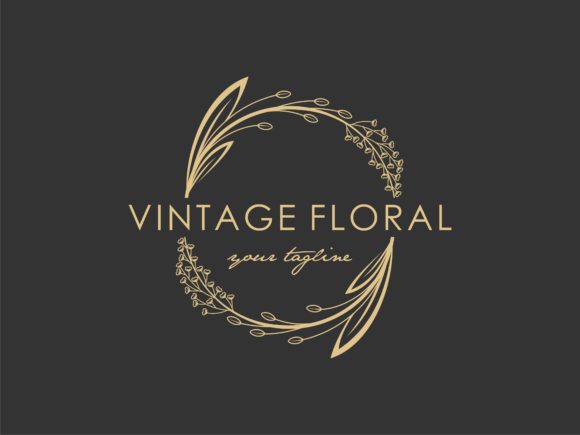 Round Floral Leaves Wreath Logo Graphic Logos By shikatso