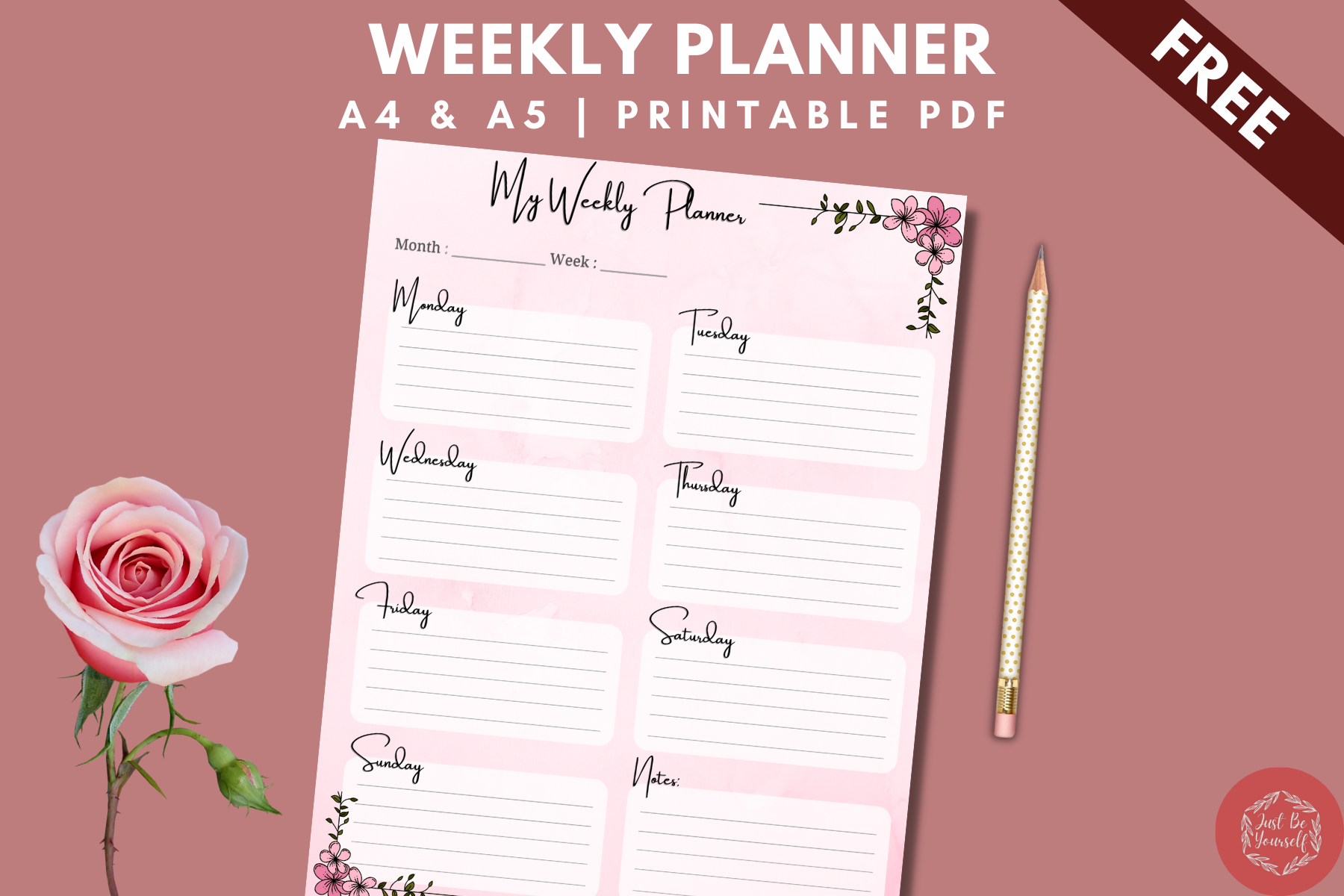 Free Weekly Planner Printable.