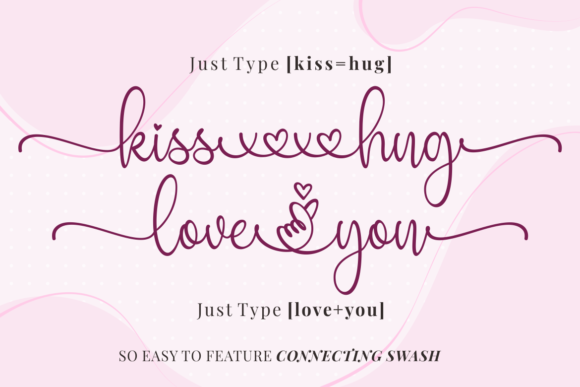 Kiss Hug Love You Font PNG with transparent background - Preview 1