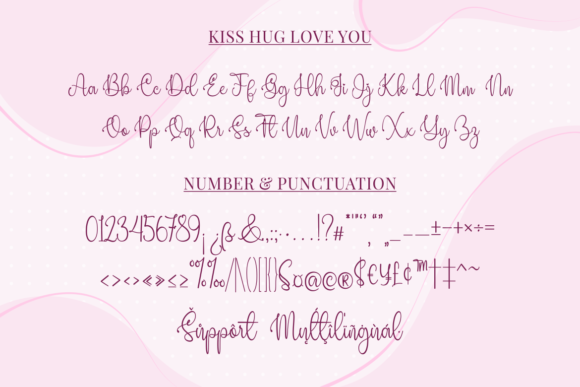 Kiss Hug Love You Font PNG with transparent background - Preview 2