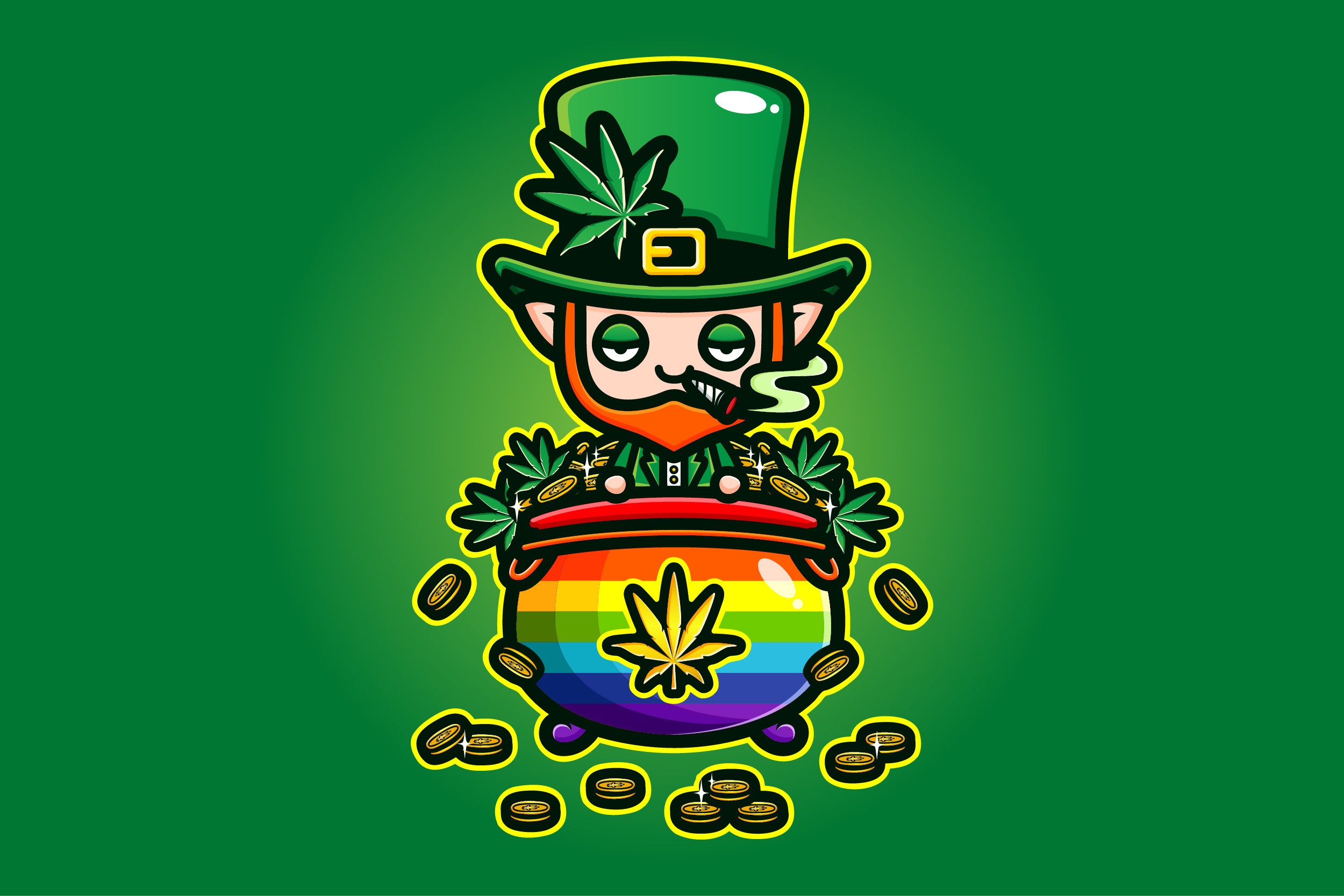 Cute Leprechaun Smoking Weed with Gold Graphic by jonnyleaf14 · Creative  Fabrica