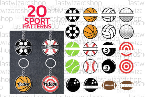 Sports Ball Bundle Keychain Svg, Keyring