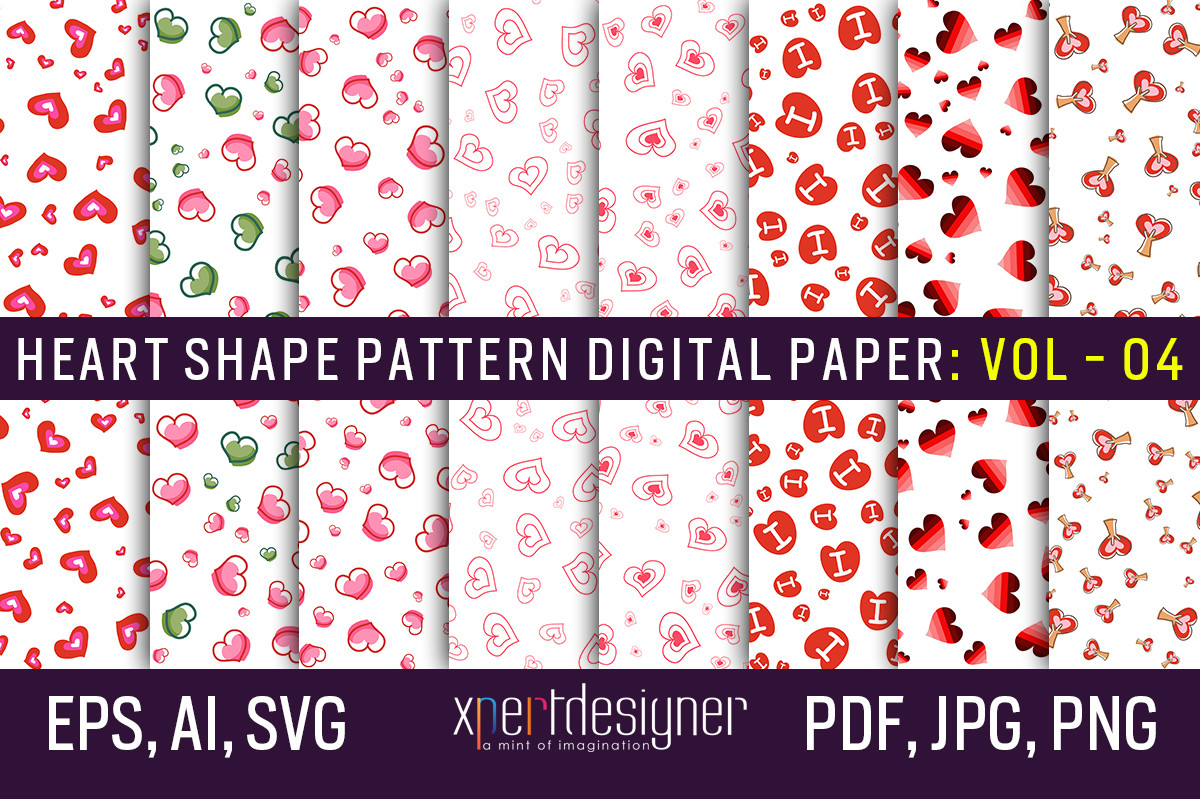 Heart Shape Pattern Digital Paper: 04