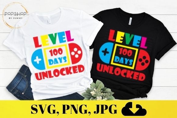 Level 100 Days Unlocked School Gamer Graphic by Oummy Pj · Creative Fabrica