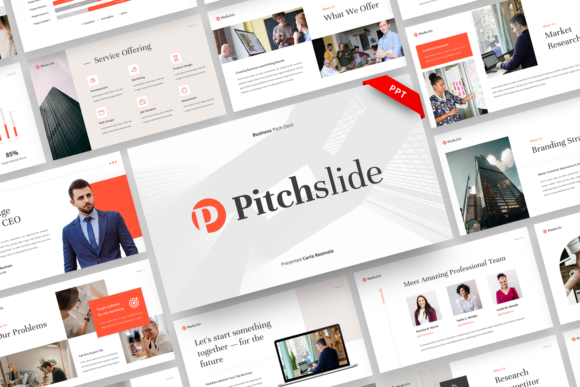 Preview of Business Pitch Deck PowerPoint Template business report presentation template
