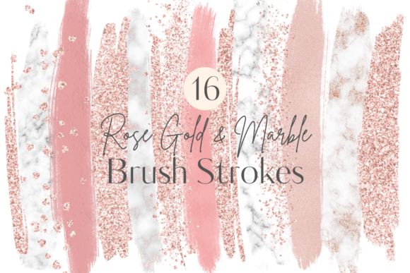 Rose Gold & Marble Brush Strokes