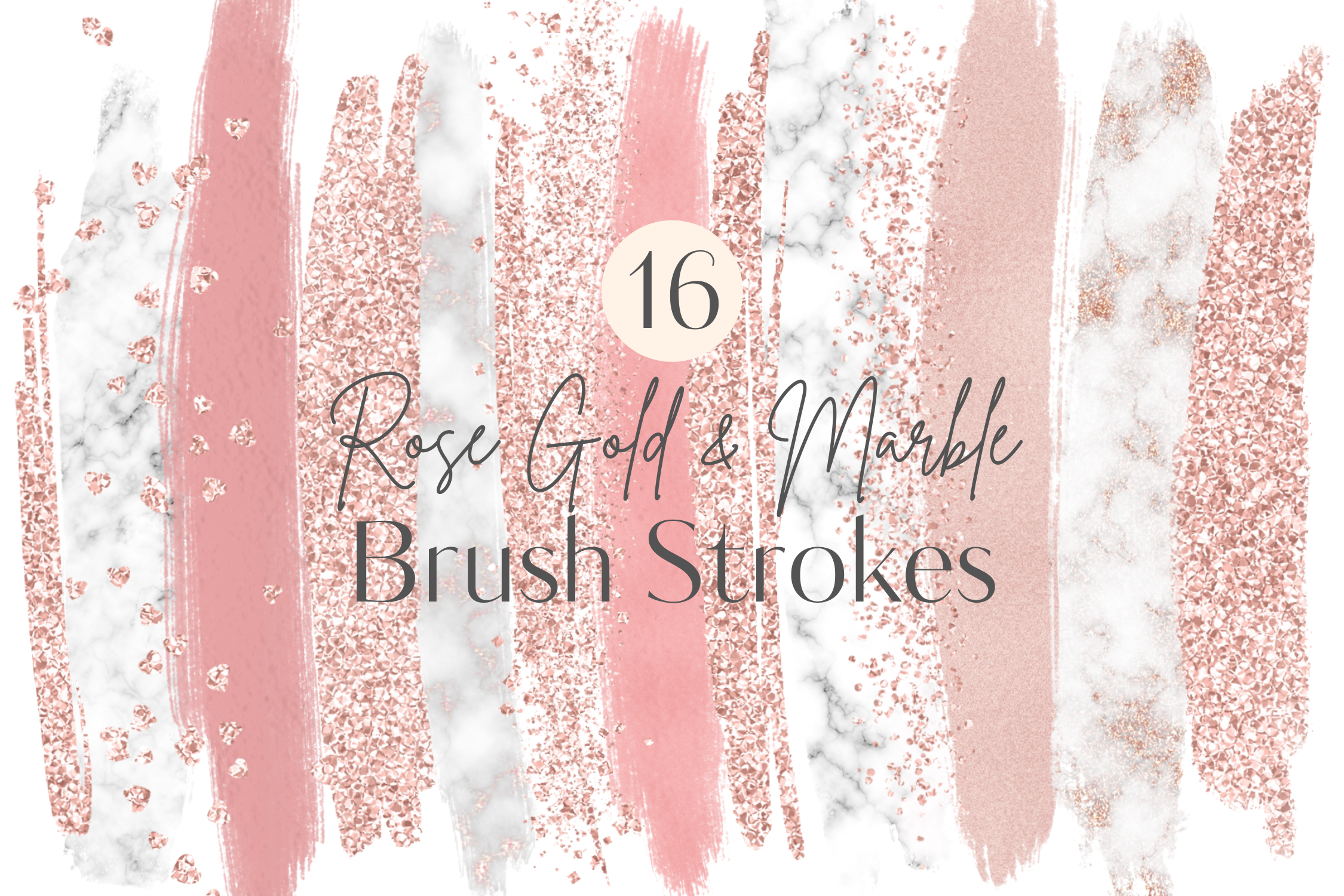 Rose Gold & Marble Brush Strokes