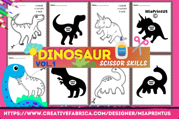 Cute Dinosaur Scissor Skills
