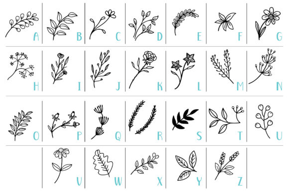 Flower and Leaf Doodle Font - Preview 5