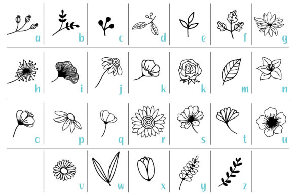 Flower and Leaf Doodle Font - Preview 6