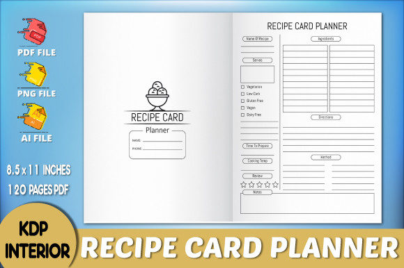 Recipe Card Planner KDP Interior