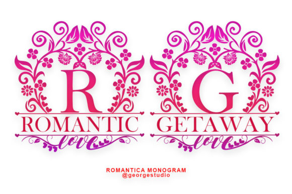 Romantica Monogram Font PNG with transparent background - Preview 1