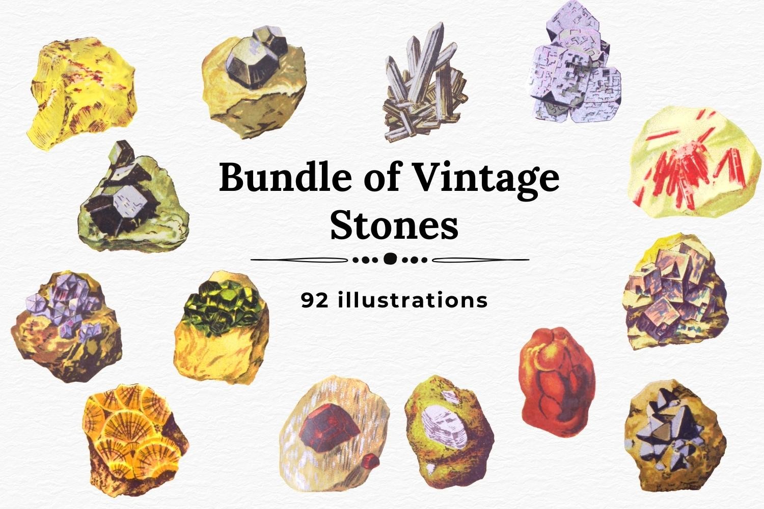 Vintage Stones Clipart, Gemstones Bundle