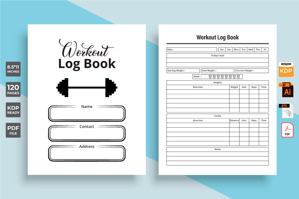 Workout Tracker Logbook KDP Interior Graphic by iftikharalam · Creative ...