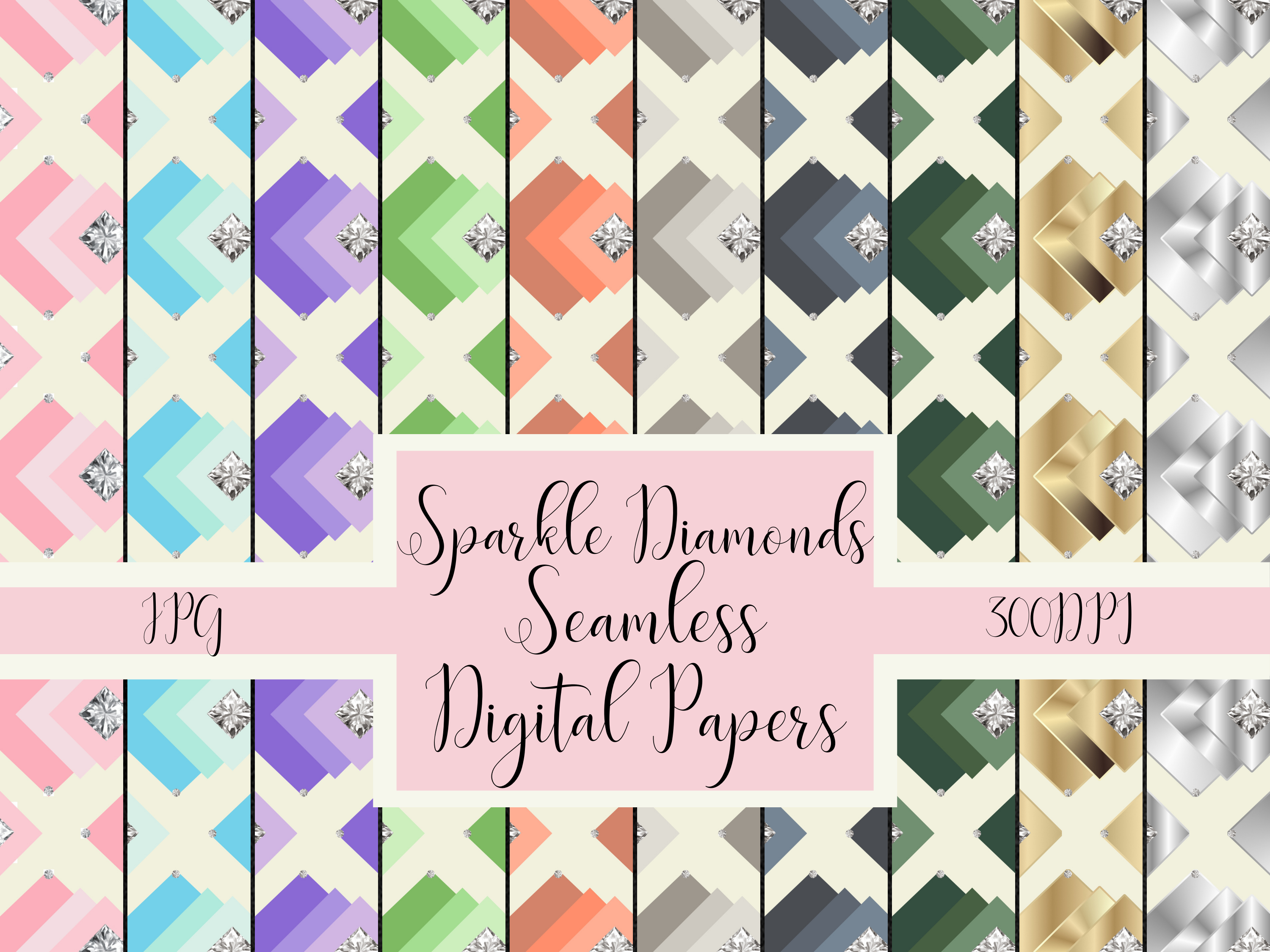 Sparkle Diamonds Seamless Digital Papers Graphic by RiRi Digital ...