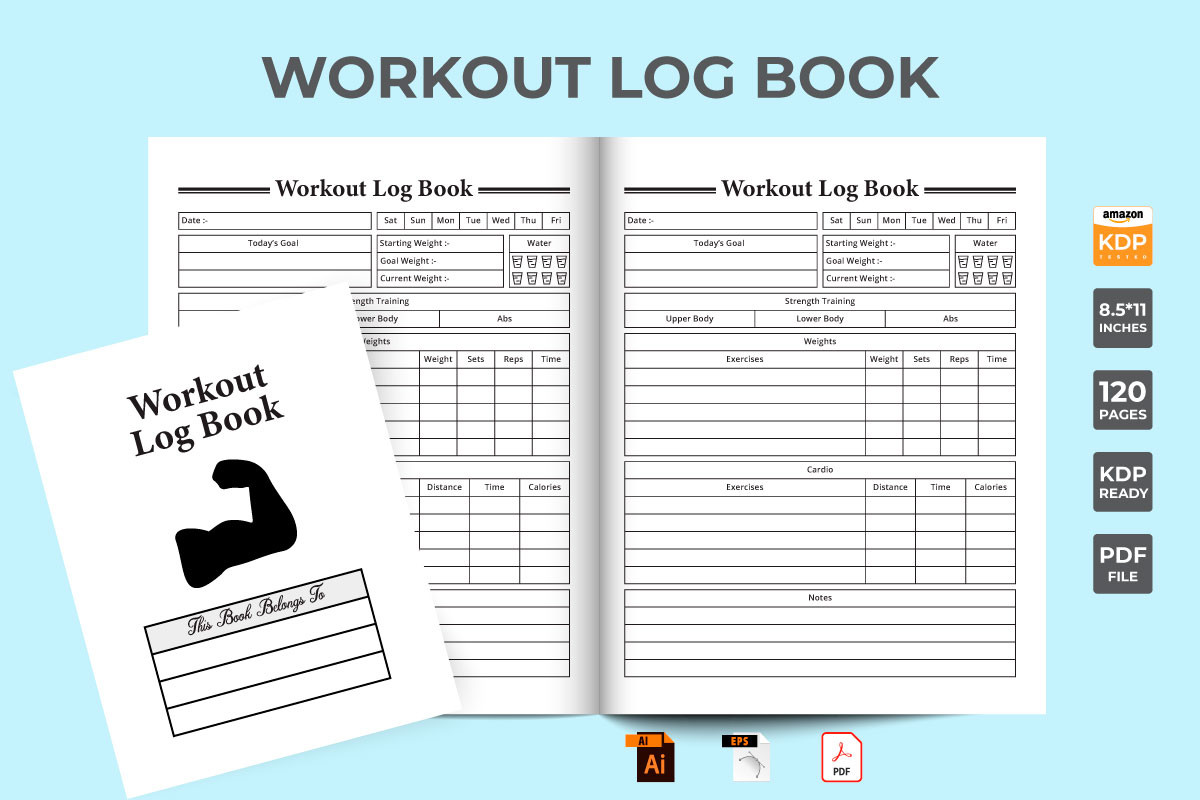 Workout Tracker KDP Interior Logbook Graphic by IftiDigital · Creative ...
