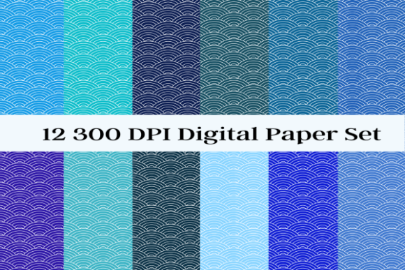 Blue Rainbow Inspired Digital Papers Illustration Modèles de Papier Par mqdesignsdigital