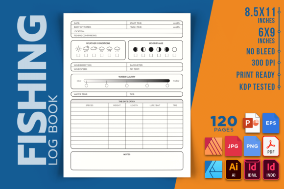 Fishing Log Book Graphic KDP Interiors By RenatoRi Designs