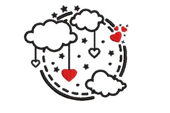 Heart and Clouds Border