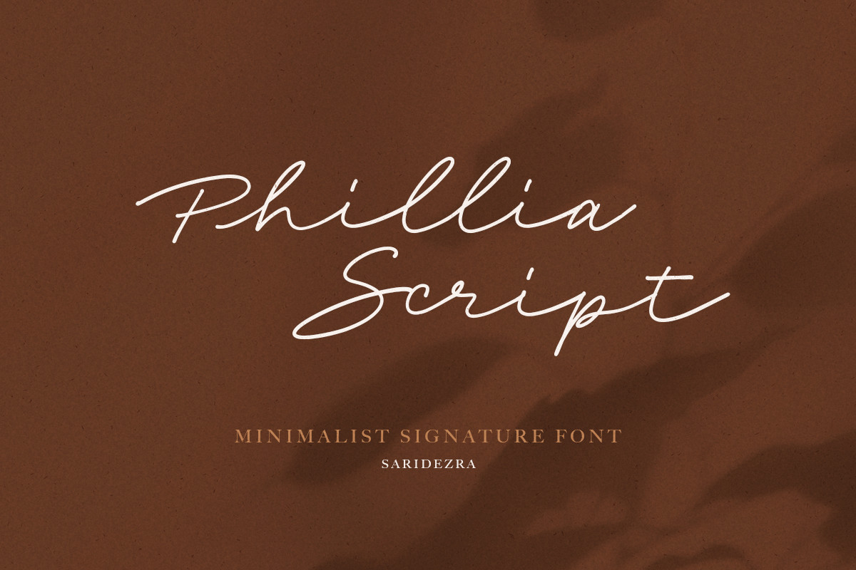 Phillia preview, minimalist script typeface