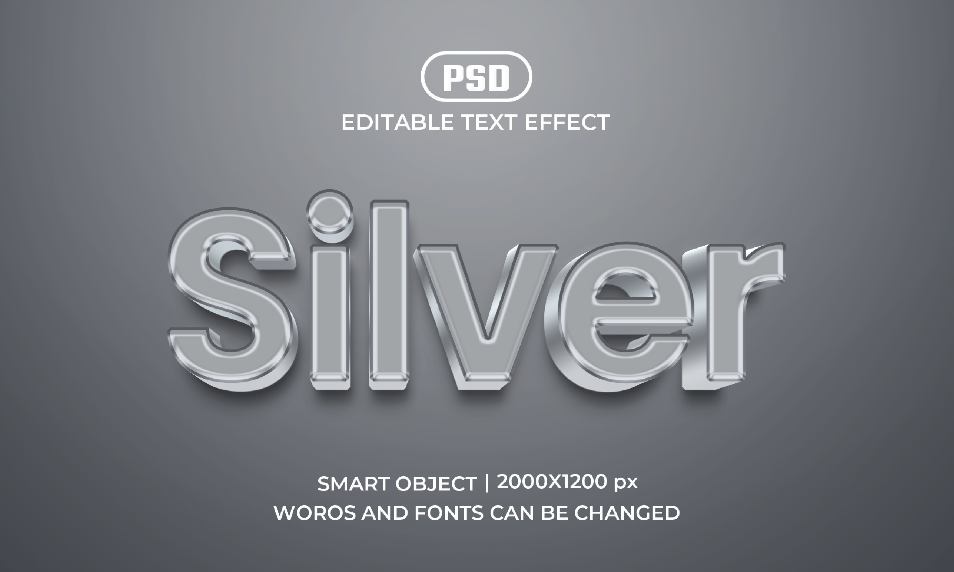 Silver Editable 3d Text Effect Graphic by adesign060 · Creative Fabrica