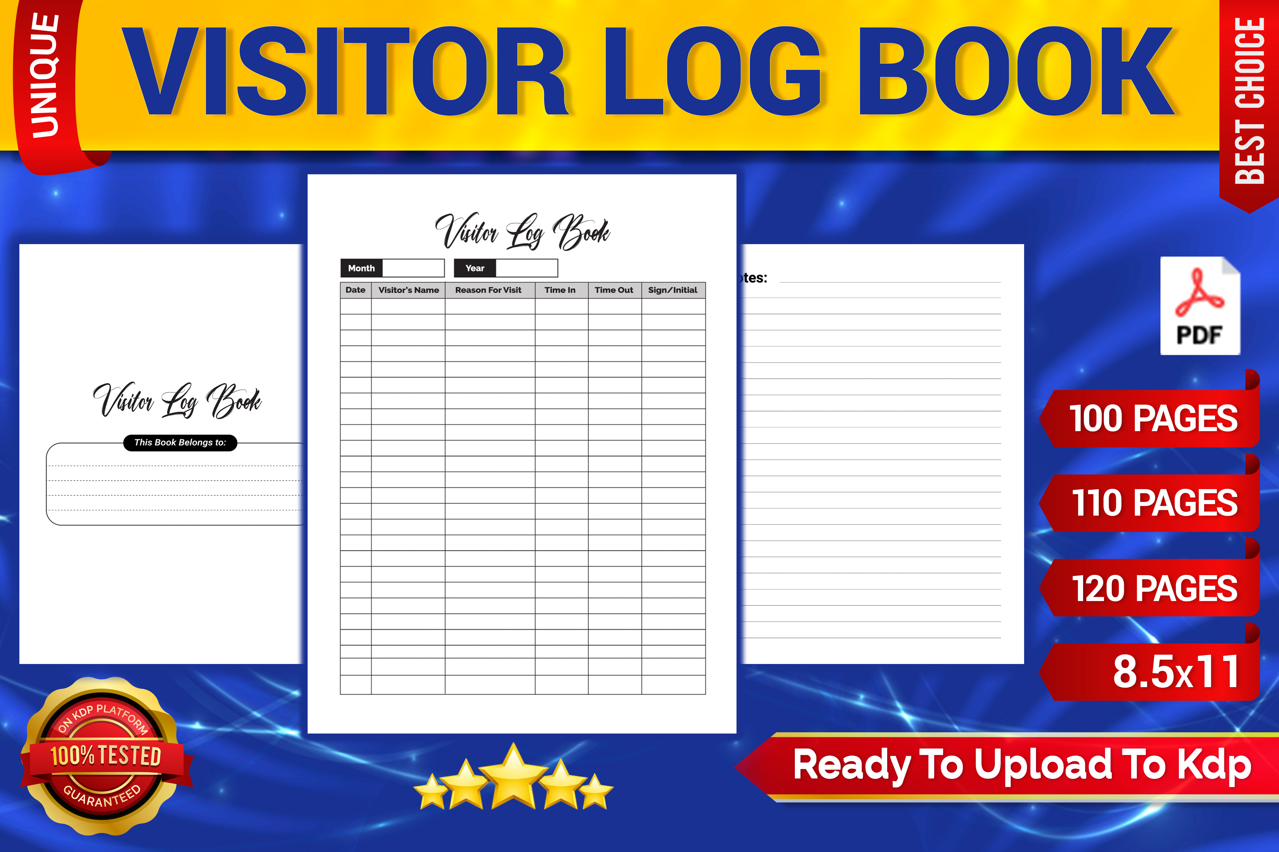 Visitor Log Book KDP Interior Graphic by Geniousify · Creative Fabrica