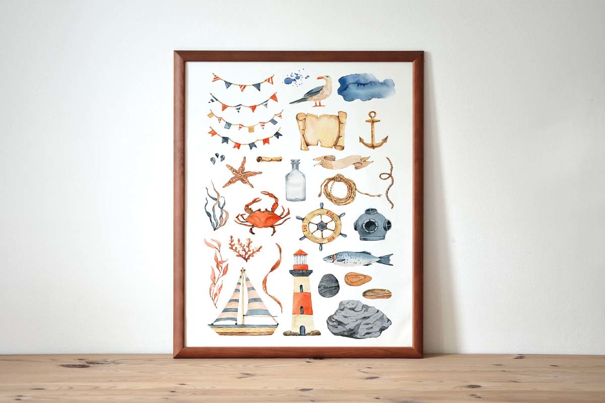 Watercolor Nautical Clipart - photo 7