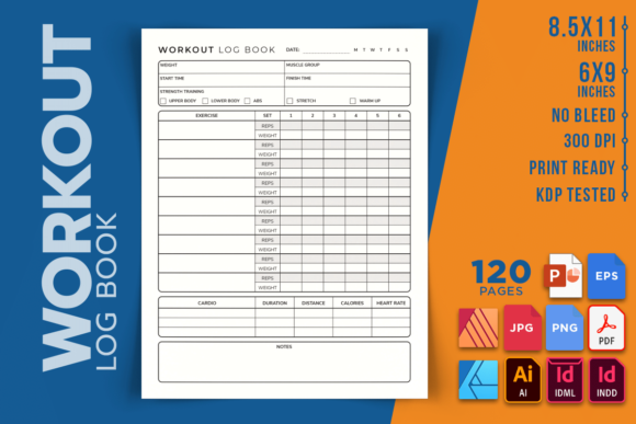 Workout Log Book Graphic KDP Interiors By RenatoRi Designs