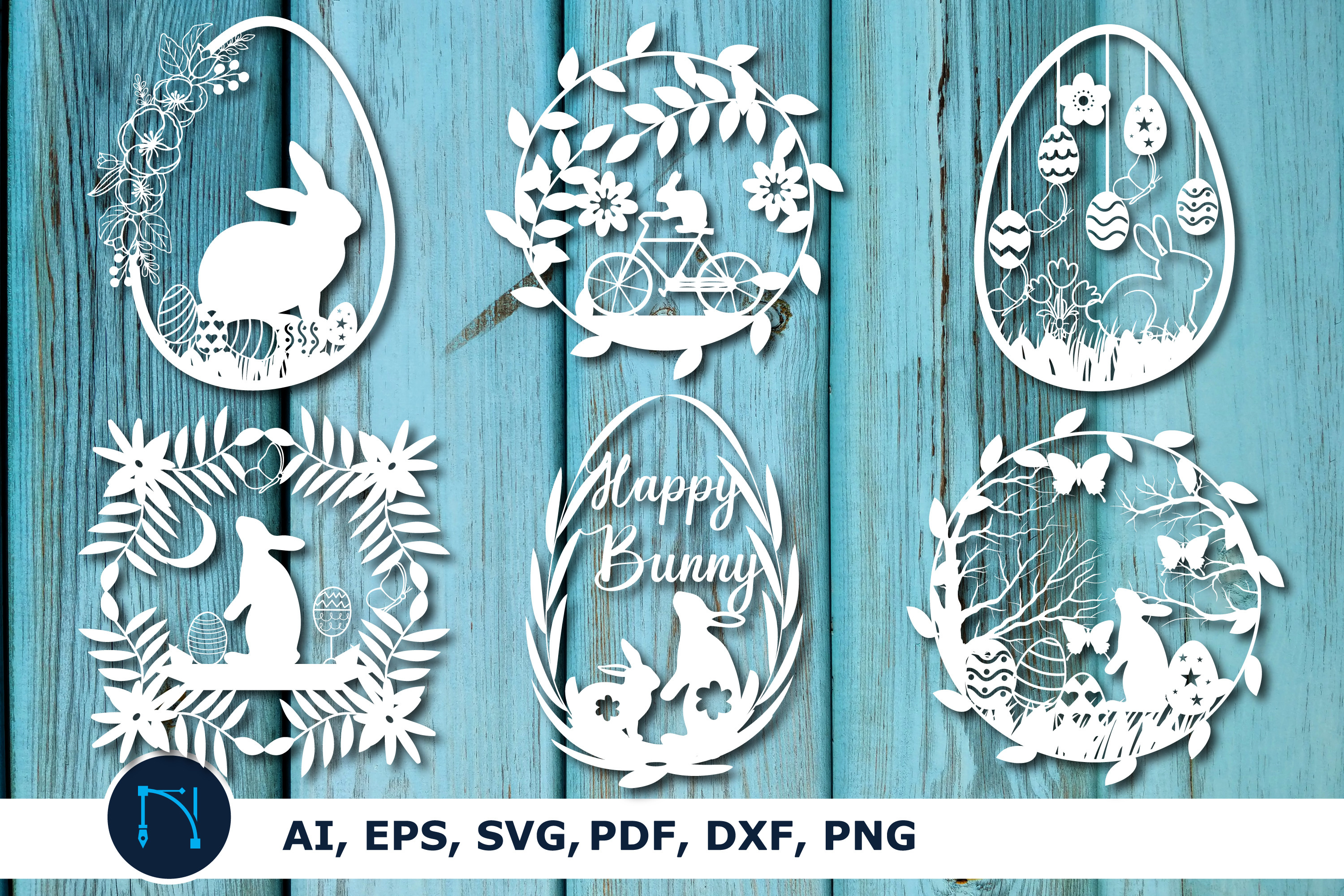 Easter Bunny Paper Cut SVG Bundle Graphic by NGISED · Creative Fabrica