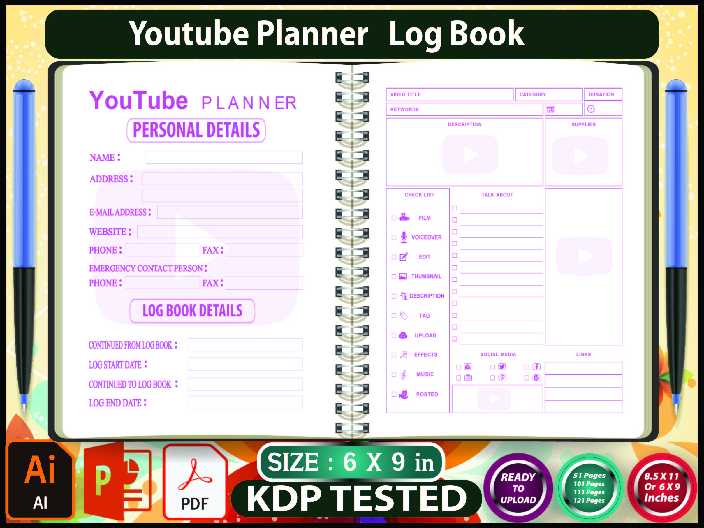 Youtube Channel. Log Example Youtube Planner Log Book Graphic by farha · Creative Fabrica