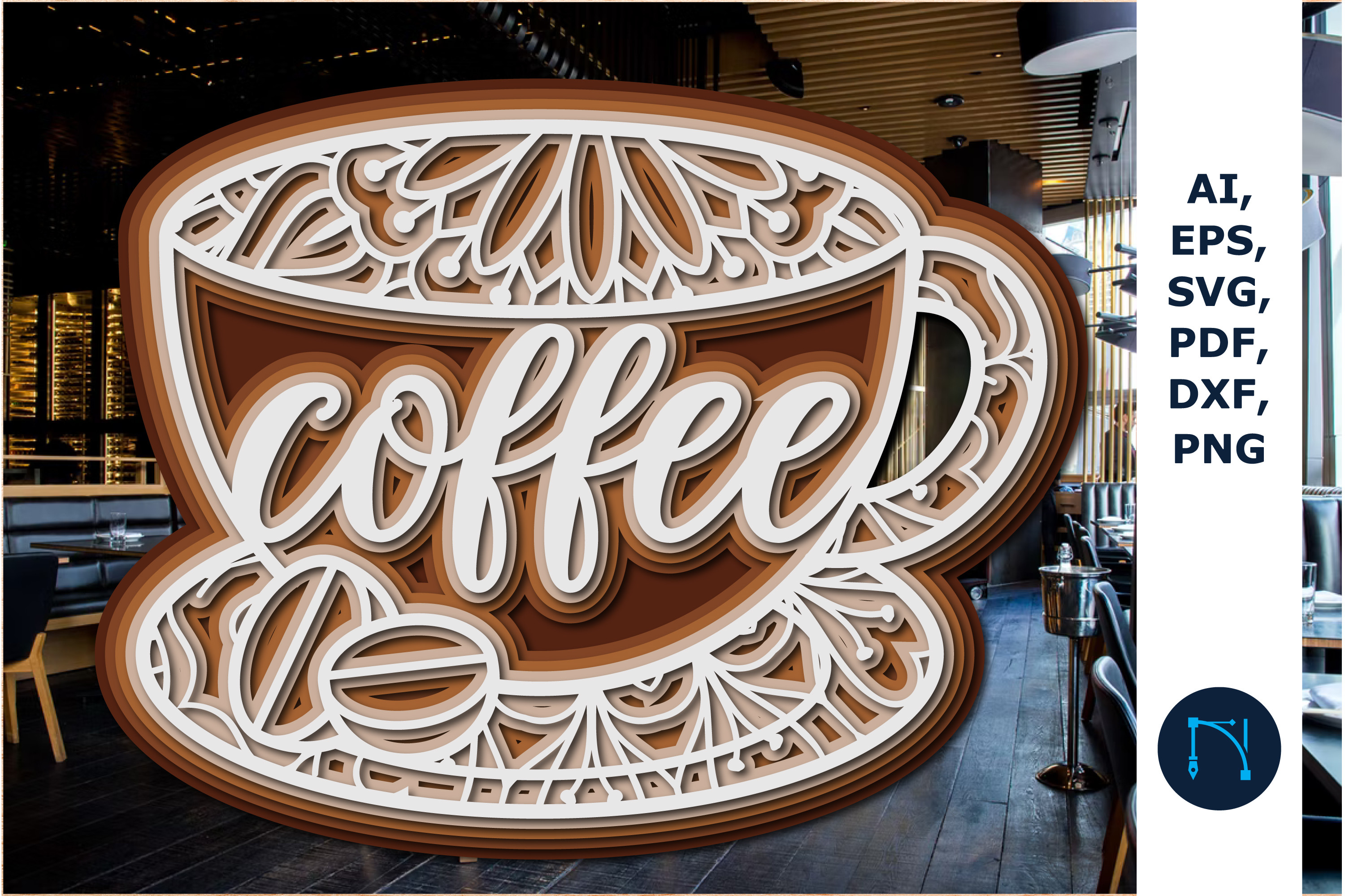 Layer 3d Coffee Cup Laser Cutting Svg  Creative Fabrica