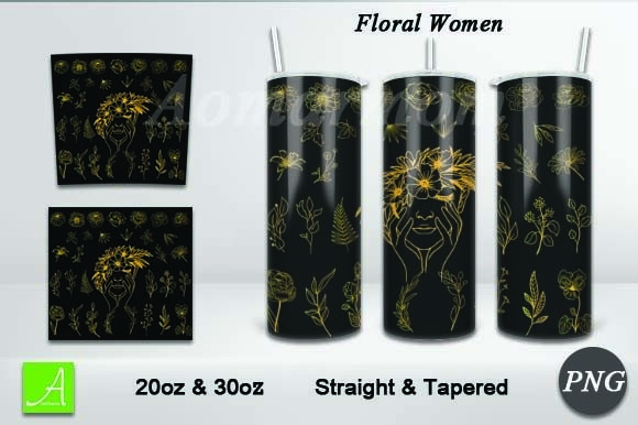 Skinny Tumbler Floral Women 20oz&30oz Grafika Rękodzieła Przez Aomarmom