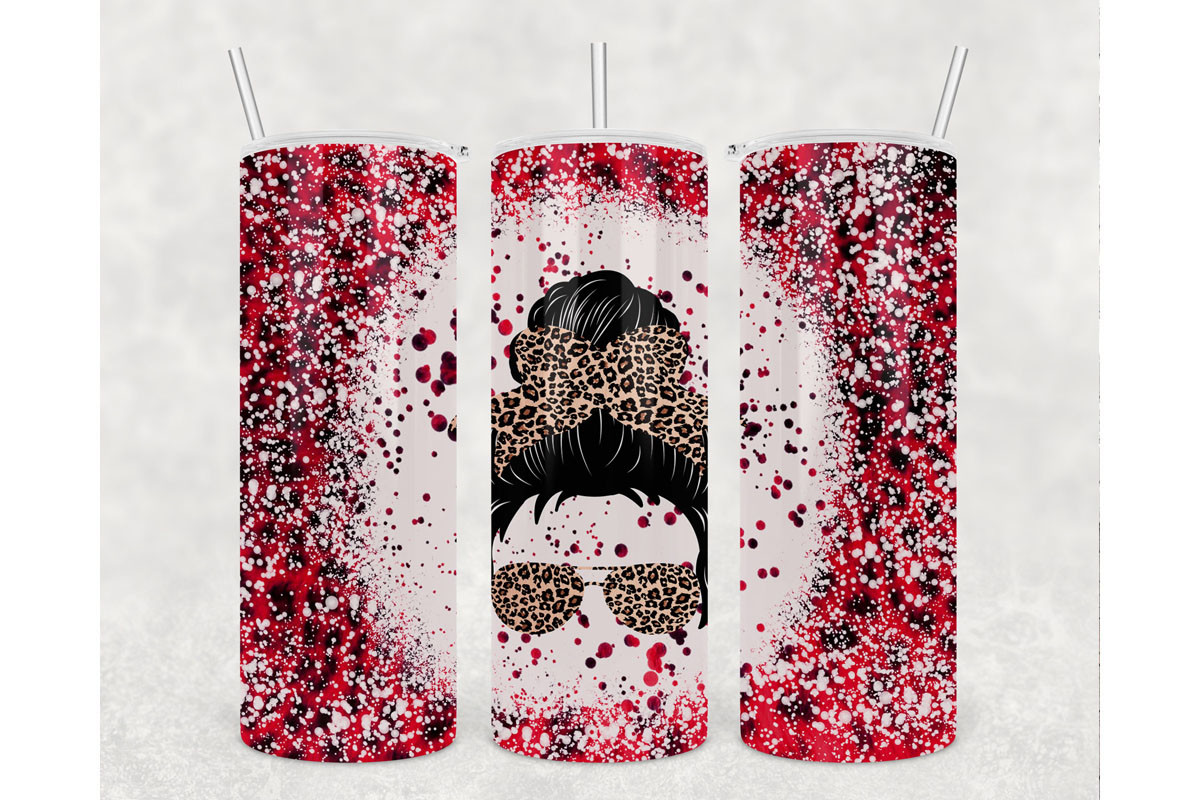 20oz Messy Bun Leo Pard Red Tumbler Graphic by Xray Design · Creative ...