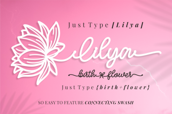 Lilya Birth Flower Font PNG with transparent background - Preview 3