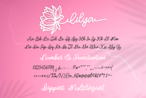 Lilya Birth Flower Font PNG with transparent background - Preview 4