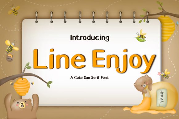 Line Enjoy Font PNG with transparent background - Preview 1