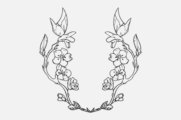 Hand Drawing Cherry Blossom Branch Art