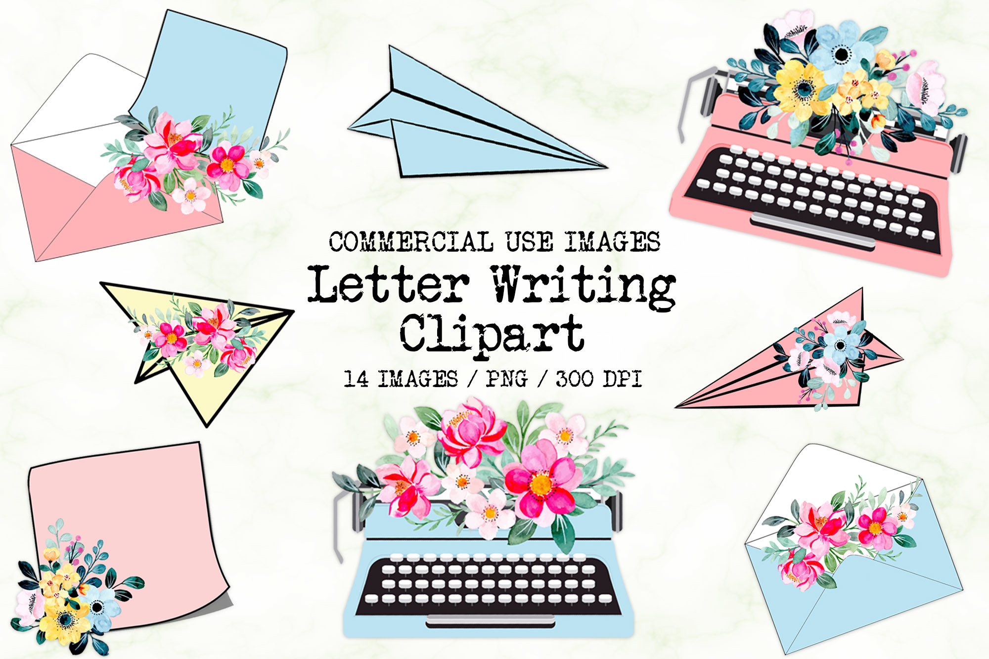 Floral Letter Writing Clipart