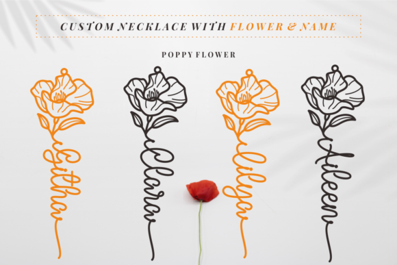 Githa Birth Flower Font PNG with transparent background - Preview 1